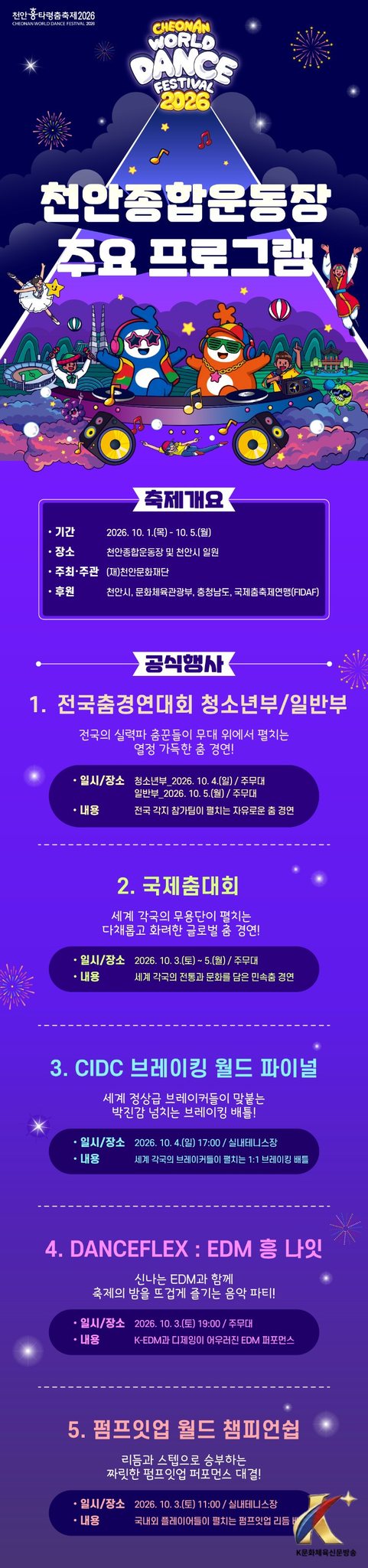 종합운동장서 삼거리공원까지…‘천안흥타령춤축제 2026’ 10월 1일 개막